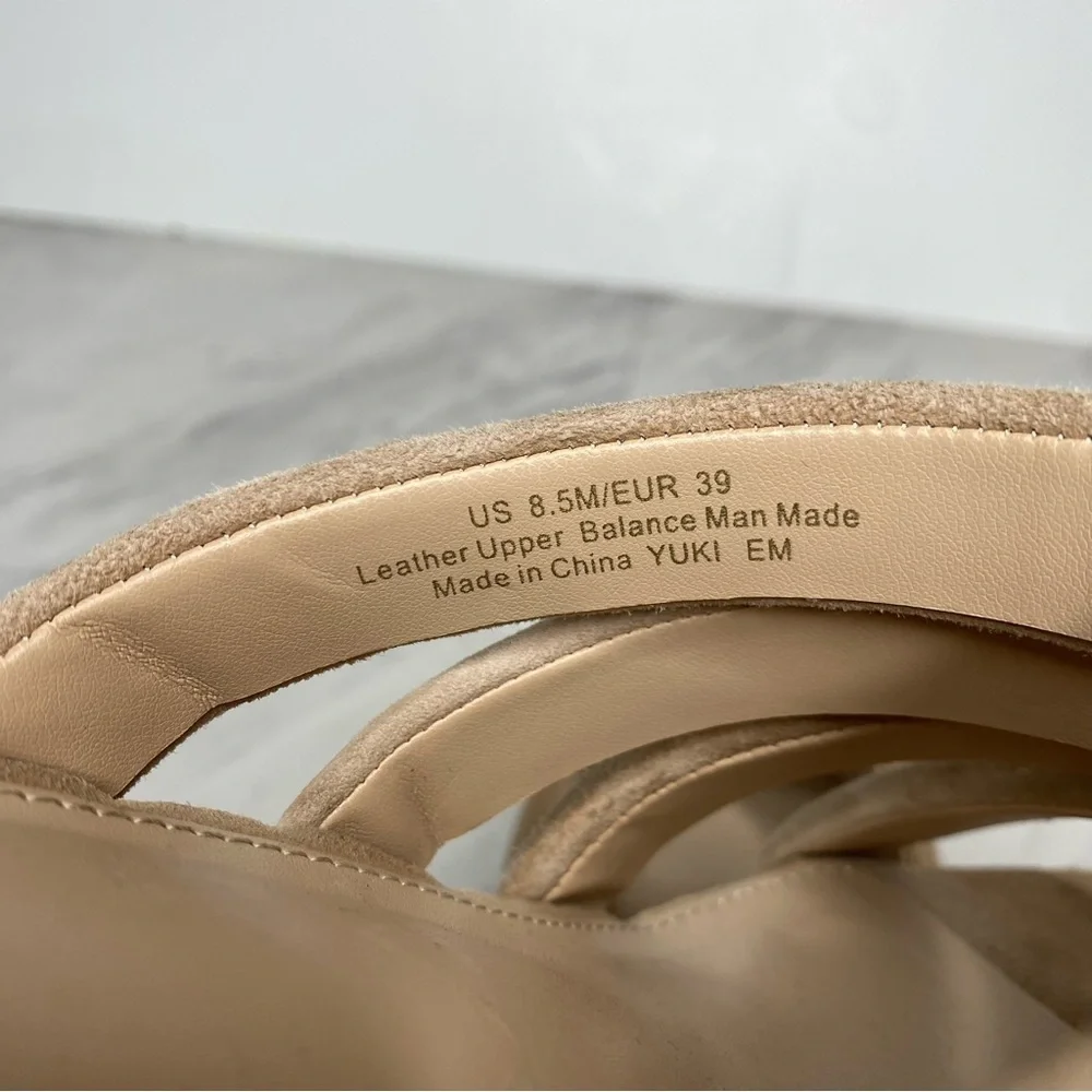 Sam Edelman Yuki Tan Suede Cork Wedge Heel Sandal 8 1/2 M